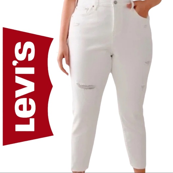 Levi’s Premium Wedgie Skinny Distressed Size 24W White Crop High Waist - Picture 16 of 16